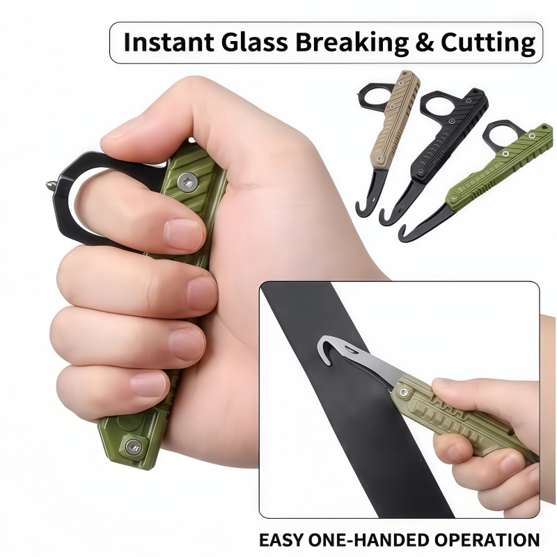 Rescue Rope Throw - Tragbares, faltbares Outdoor-Multitool, Auto-Fensterglas-Hammer, Seilschneider, EDC-Taschenwerkzeug,
